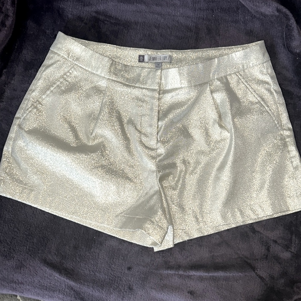 Jennifer Lopez Women's Shorts 10 Gold NWOT Metallic Glitter Glam Sparkle Barbie
